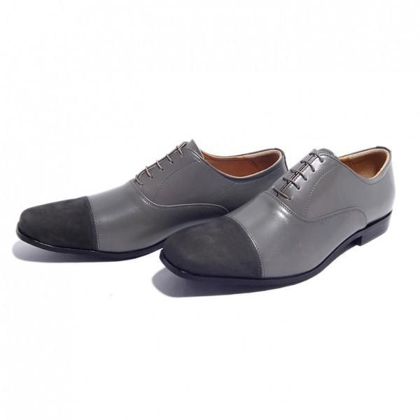 BajoLugo ストレートチップ レザー スムース グレー × ヌバック BajoLugo ストレートチップ レザー スムース グレー × ヌバック