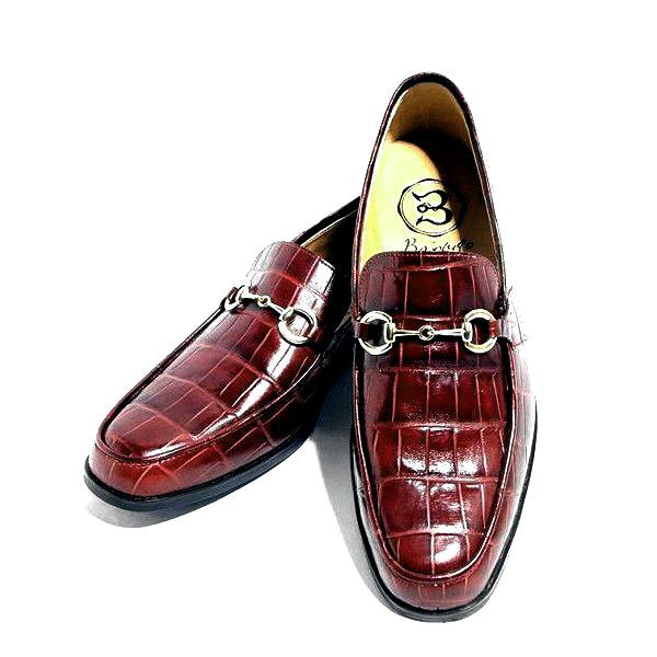 ビット ローファー レザー クロコ 型押し ワイン ゴールドビット 国産 天然牛革 大人 革靴 紳士靴 メンズ シューズ Bit Lofer バジョルゴ BajoLugo オーダー