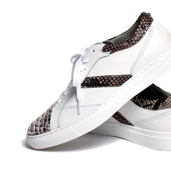 柔らかい レザー スニーカー 本パイソン ナチュラル スムース ホワイト 国産 大人 革靴 紳士靴 牛革 人気 メンズ シューズ バジョルゴ Bajolugo 春夏新色 Www Kslcity Com My