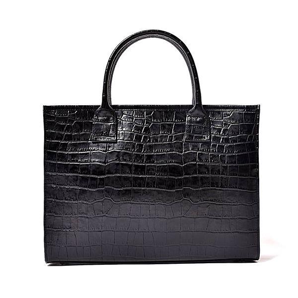 トート バッグ クロコ 型押し ブラック ユニセックス 大人 カッコイイ