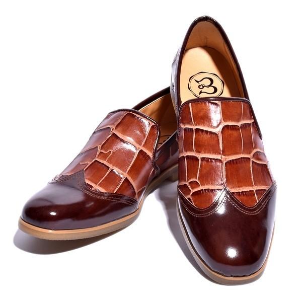 素晴らしい品質 紳士靴 革靴 大人 国産 ダークブラウン ムラ染め ブラウン 型押し クロコ カット レザー スリッポン ウィングチップ アイテム Heroes掲載 ブランド誌 紳士靴 革靴 スリッポン メンズ Bajolugo バジョルゴ シューズ シューズ Www Affaires