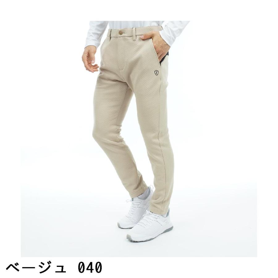 パーリーゲイツ 中綿ニットパンツ 杢グレー×黒 サイドロゴライン