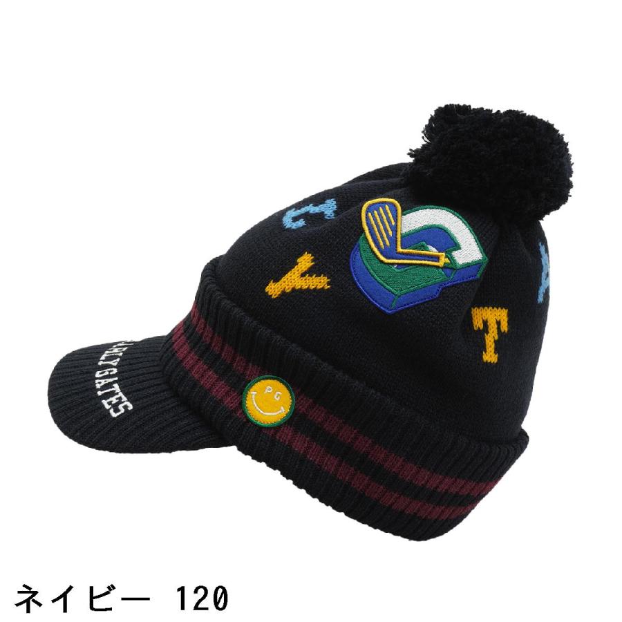 美品 PEARLYGATES カレッジワッペン つば付きニット帽 ユニセックス 美