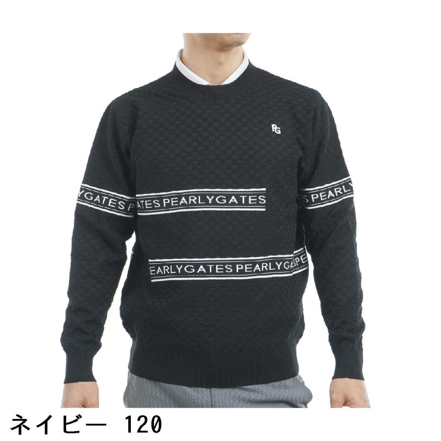 パーリーゲイツ PEARLY GATES 光栓 1／50 市松柄丸首セーター