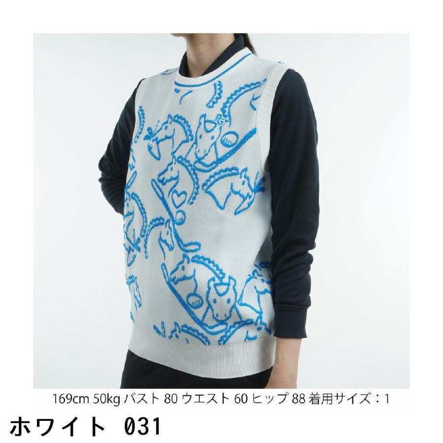 PEARLY GATES パーリーゲイツ ローカルポリ 線画馬柄ニット PEARLY GATES パーリーゲイツ ローカルポリ 線画馬柄ニット