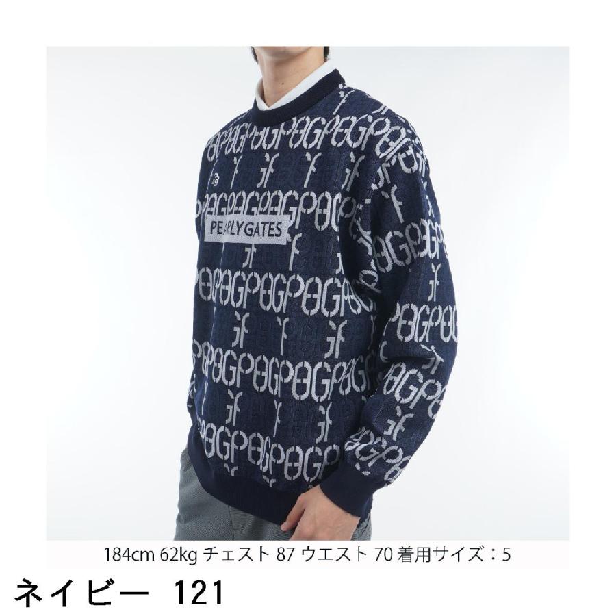 パーリーゲイツ PEARLY GATES アモッサロゴジャカード PGクサリ柄丸首 