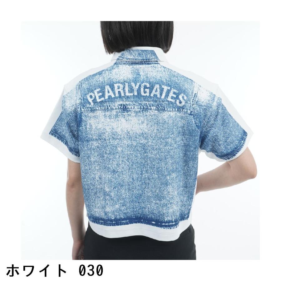 パーリーゲイツ☆新品 PGG ラスト1点 デニムライク 半袖ポロシャツ パネルプリント デニム柄半袖ポロシャツ(半袖シャツ・ポロシャツ
