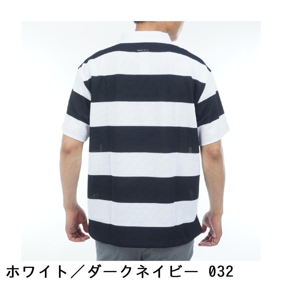 PEARLY GATES（パーリーゲイツ） 切替ボーダー 半袖ポロシャツ 