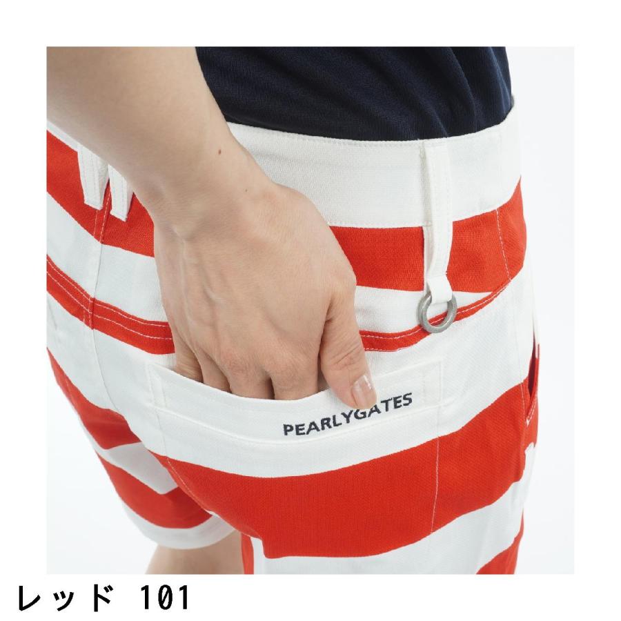 パーリーゲイツ PEARLY GATES ストレッチドビー ボーダープリント ショートパンツ レディスの画像