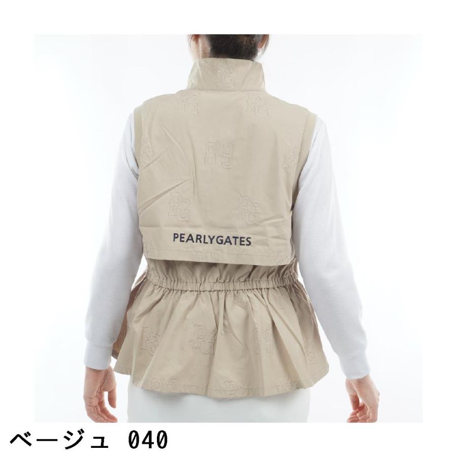 PEARLY GATES（パーリーゲイツ） ロゴ柄刺繍布帛ベスト レディス