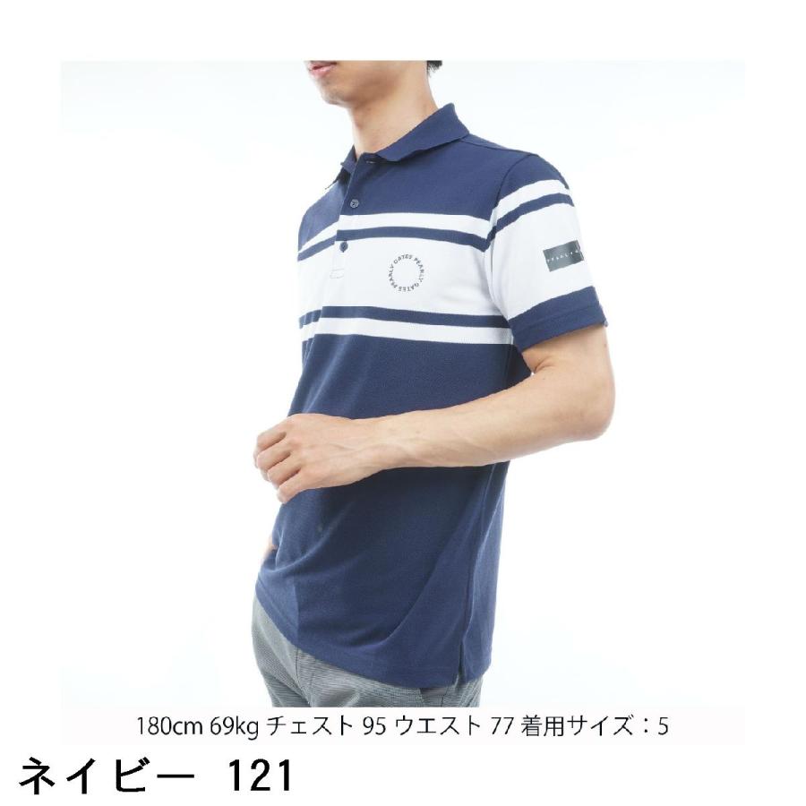 PEARLY GATES（パーリーゲイツ） 先染めパネルボーダー 半袖ポロシャツ
