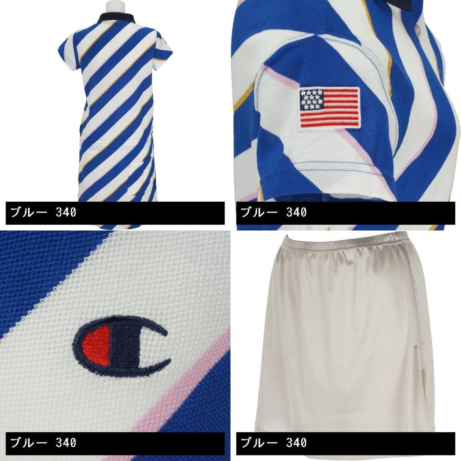 チャンピオンゴルフ Champion Golf ストレッチ マルチストライプ 半袖ポロシャツワンピース レディス Gdoゴルフショップ Yahoo 店 通販 Yahoo ショッピング