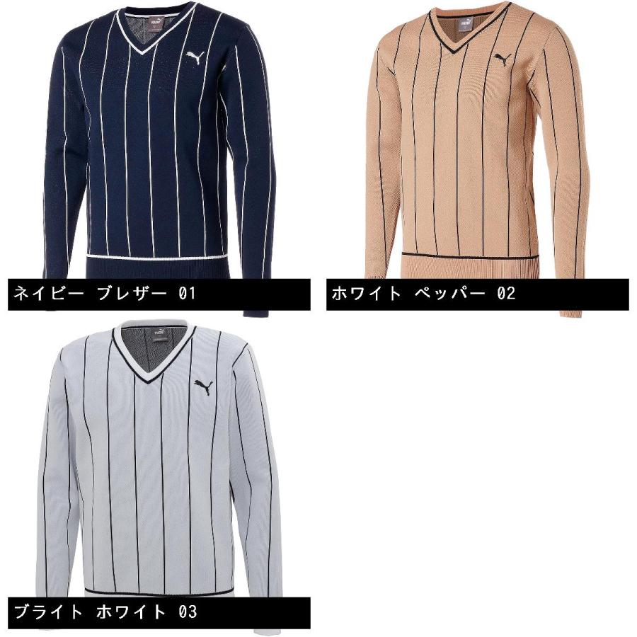 プーマ PUMA ストライプVネックセーター : 0000646004 : GDOゴルフ  