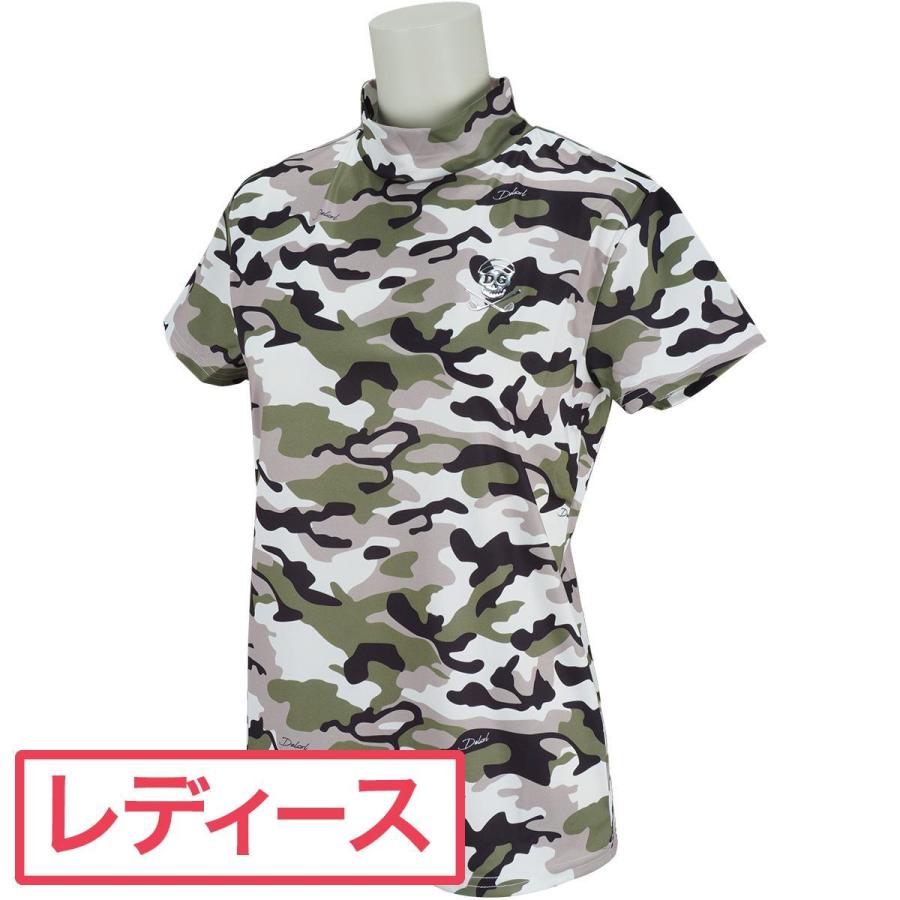 大切な人へのギフト探し デルソルゴルフ Delsol Golf 迷彩柄ドクロメタル付き ストレッチハイネック半袖シャツ ゴルフウェア レディース 春夏 レディス Cisama Sc Gov Br
