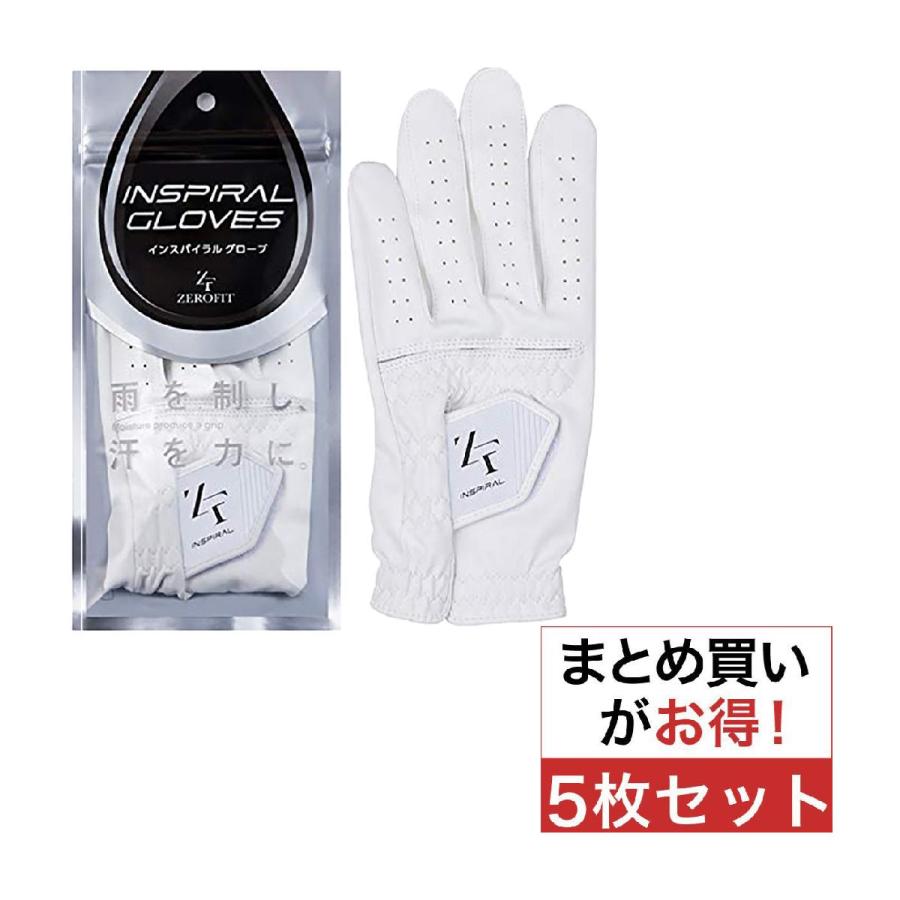 イオンスポーツ ZERO FIT インスパイラル ゴルフ グローブ 5枚セット :0000683575:GDOゴルフショップ !店 通販 イオンスポーツ ゼロフィット ゴルフグローブ 21cm×2枚