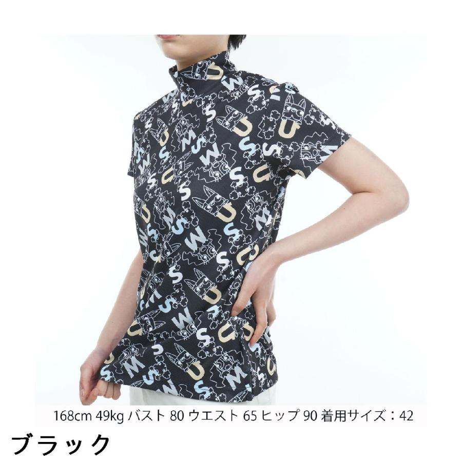 MUスポーツ M.U SPORTS 総柄ハイネック半袖シャツ レディス