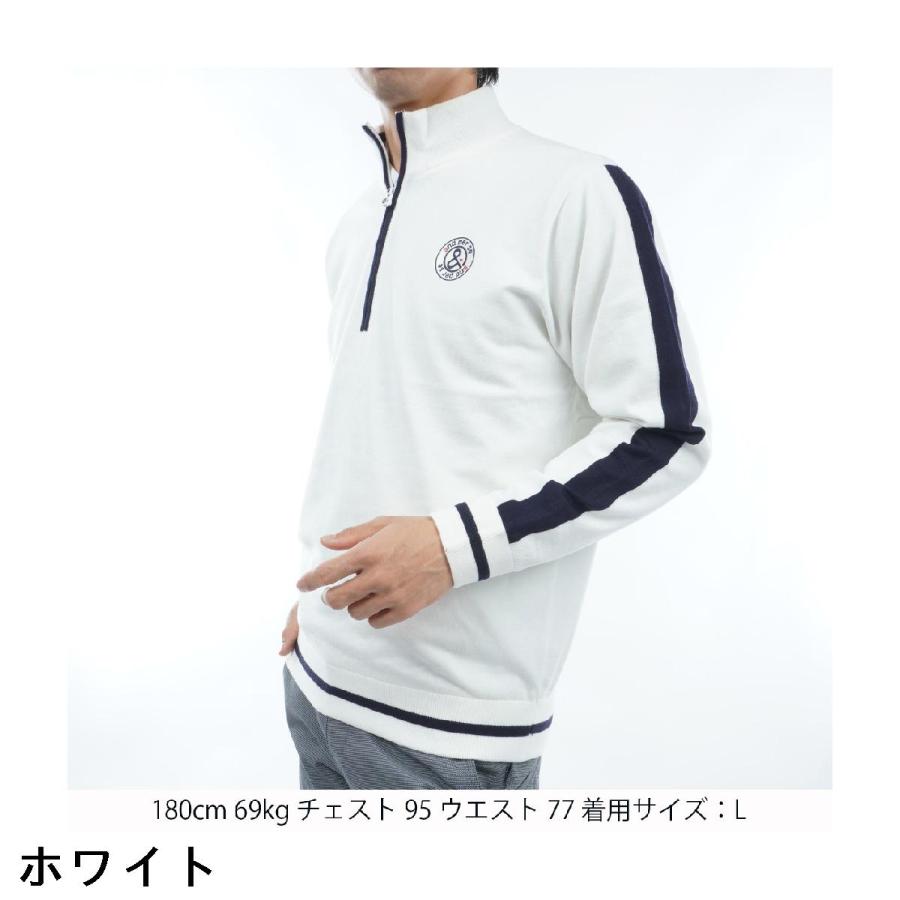 タグ付and per seアンパスィ メンズ 防風ニットハーフジップセーター白