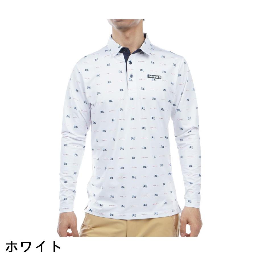 Admiral（アドミラル） モノグラム 裏微起毛 ストレッチ長袖ポロシャツ
