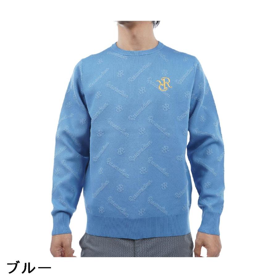 【新品】レザレクション　メンズ　ニット　ブルー　Lサイズ 新品】レザレクションメンズニットブルーLサイズ