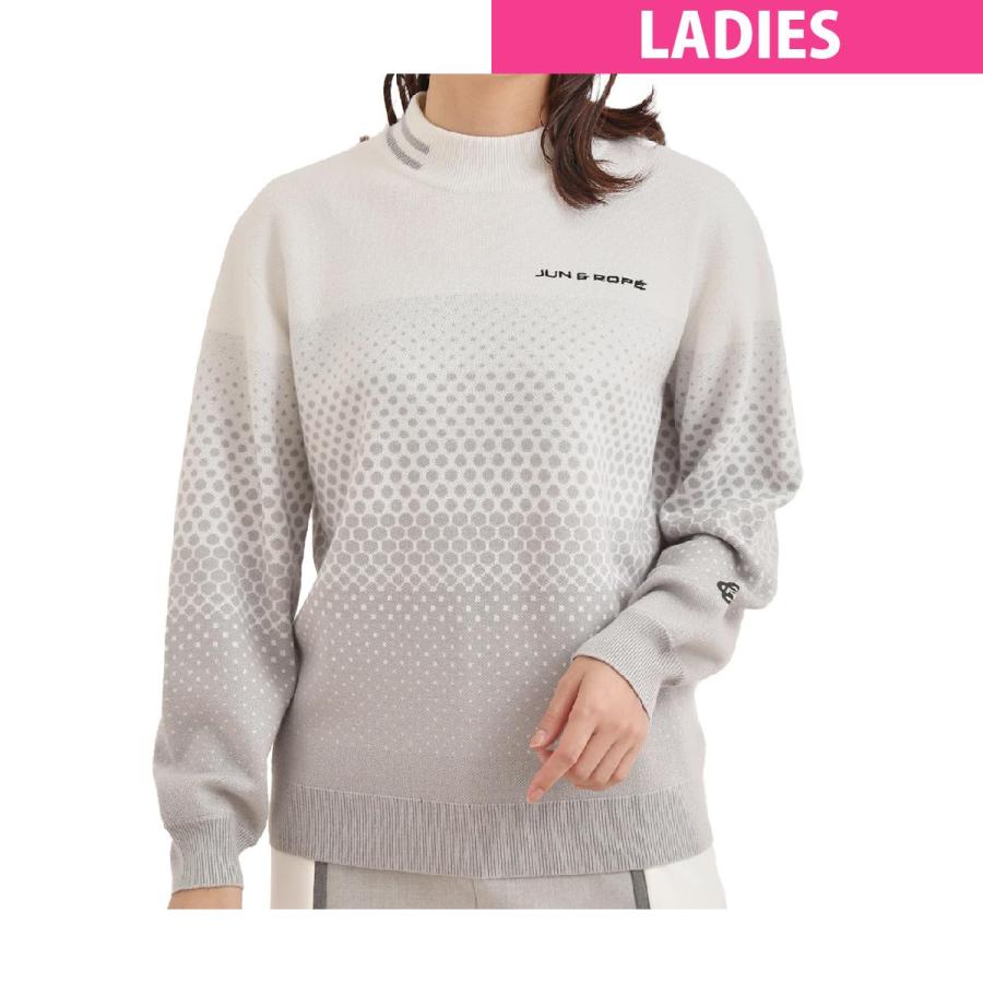 JUN & ROPE 長袖 ニット モックネック ドット グレー 【公式通販】