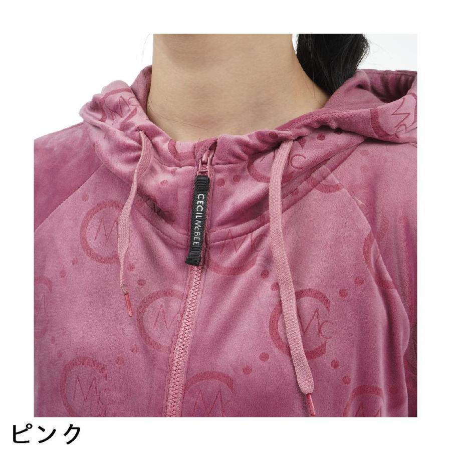 セシルマクビー グリーン CECIL McBEE green ベロアフーディー ゴルフ