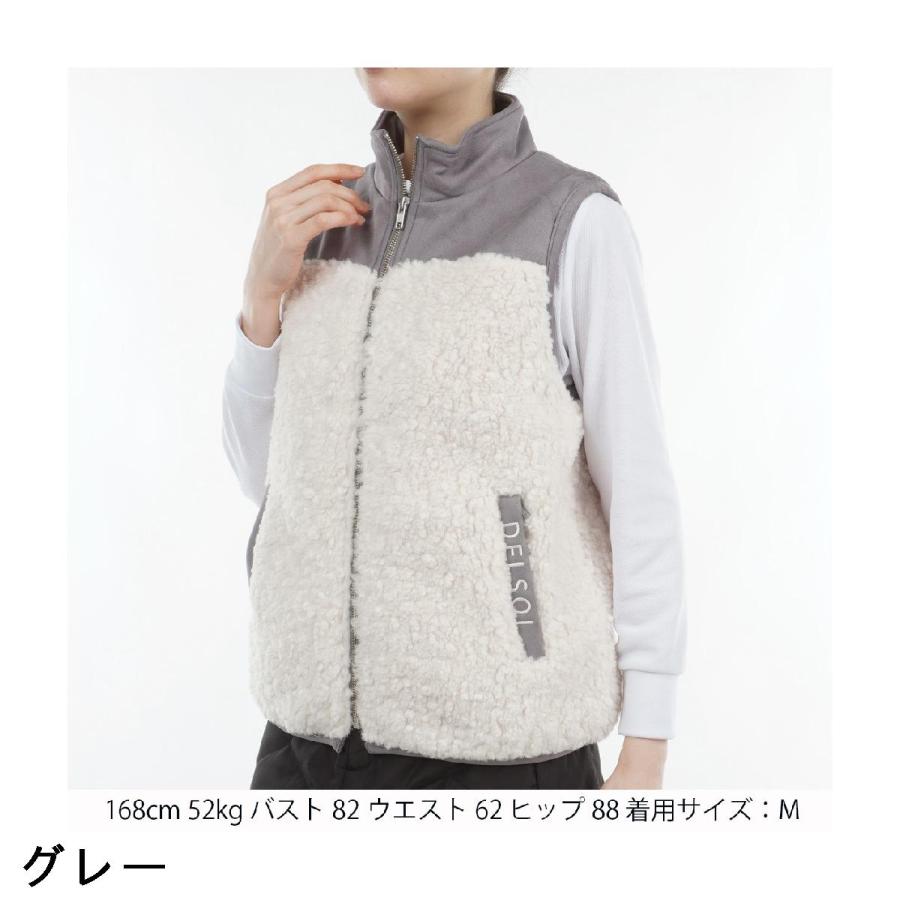 デルソルゴルフ DELSOL GOLF スエード×ボア ジップベスト ゴルフウェア