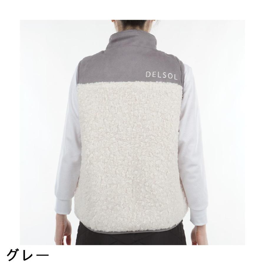 デルソルゴルフ DELSOL GOLF スエード×ボア ジップベスト ゴルフウェア