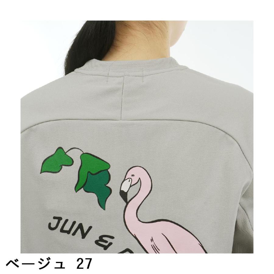 未使用タグ付き！JUN&ROPE フラミンゴグラフィック長袖プルオーバー ジュン アンド ロペ JUN & ROPE フラミンゴグラフィック長袖プル