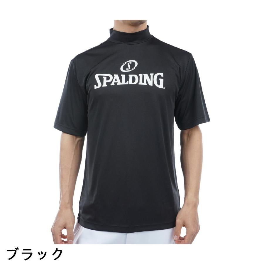 SLDO モックネック 半袖シャツ ブラック SPALDING（スポルディング） 半袖モックネックシャツ : GDOゴルフ