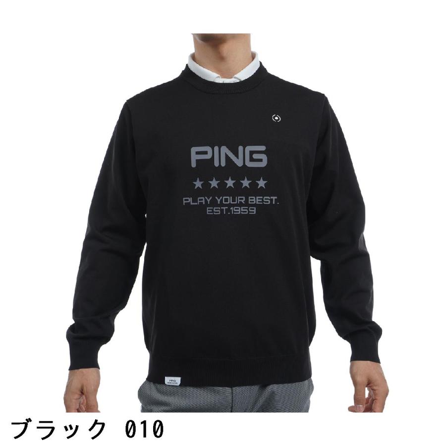 PING（ピン） ロゴプリントクルーネックセーター : GDOゴルフショップ