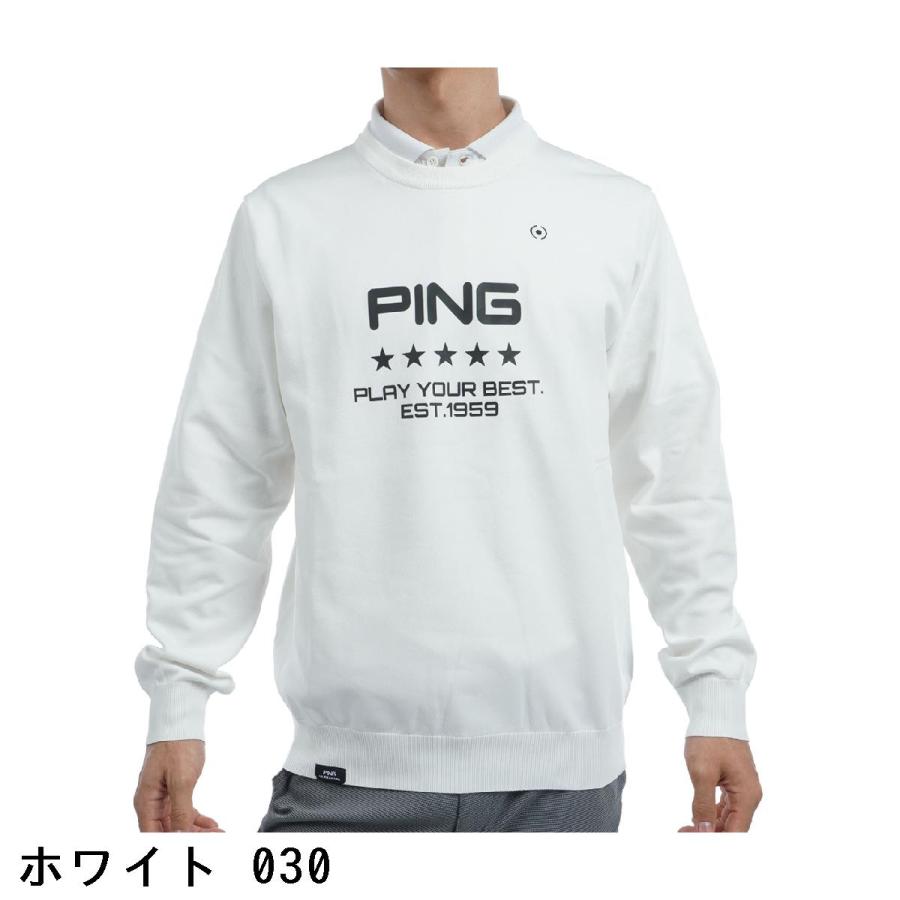 PING（ピン） ロゴプリントクルーネックセーター : GDOゴルフショップ