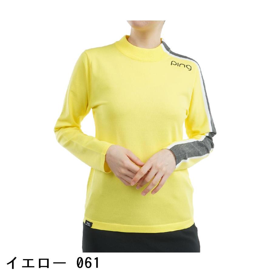 PING イエロー ハイネック セーター LL PING（ピン） アシンメトリー ハイネック長袖セーター レディス : GDO