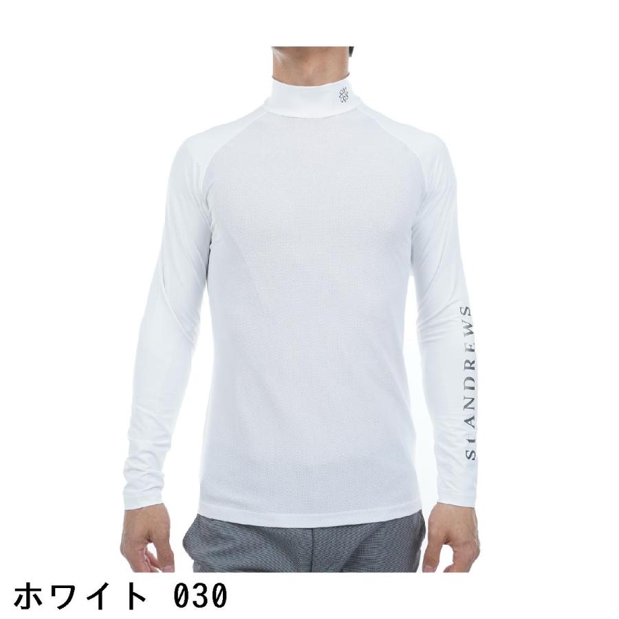 未使用 セントアンドリュース◆長袖 モックネック ウェア◆ホワイト LLサイズ St ANDREWS セント・アンドリュース ツインコットUV×SUNPROFITメッシュ