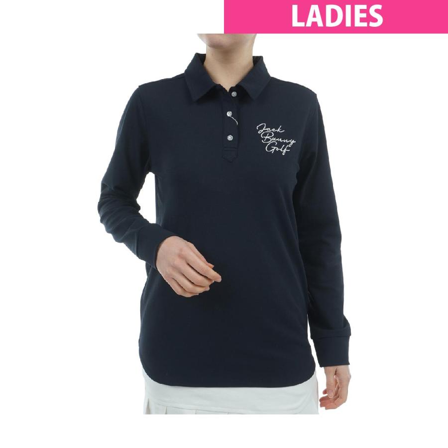 新品未使用品 ジャックバニー　長袖ポロシャツ　レディース ブラック 美品】Jack Bunny ジャックバニー レディース長袖ポロシャツ Mサイズ