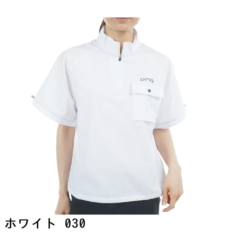 PING（ピン） 二重織ハーフジップ ハイネック半袖シャツ レディス