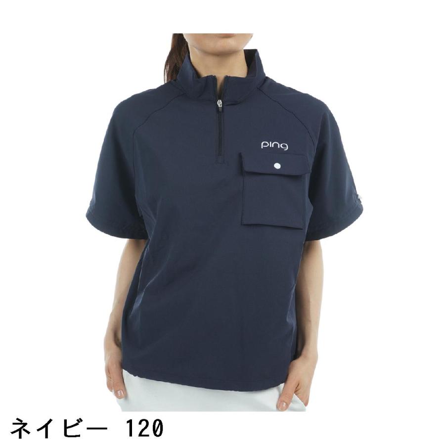 PING（ピン） 二重織ハーフジップ ハイネック半袖シャツ レディス