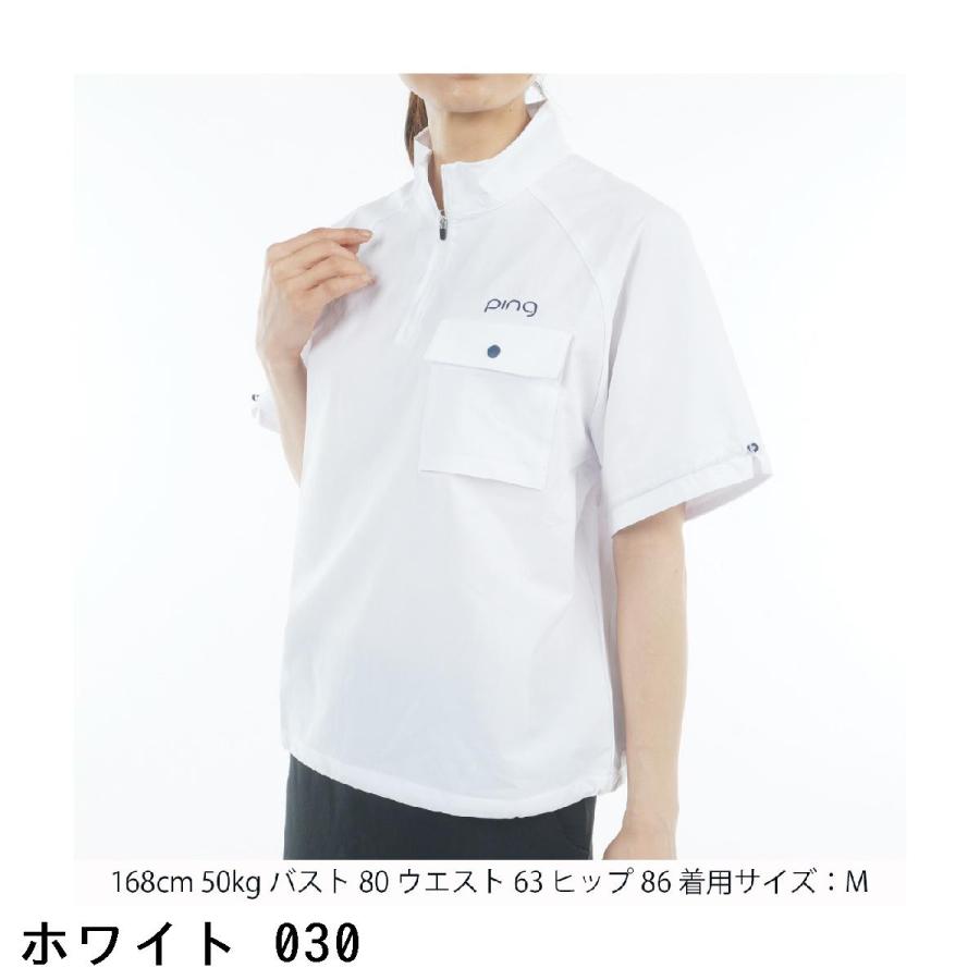 PING（ピン） 二重織ハーフジップ ハイネック半袖シャツ レディス