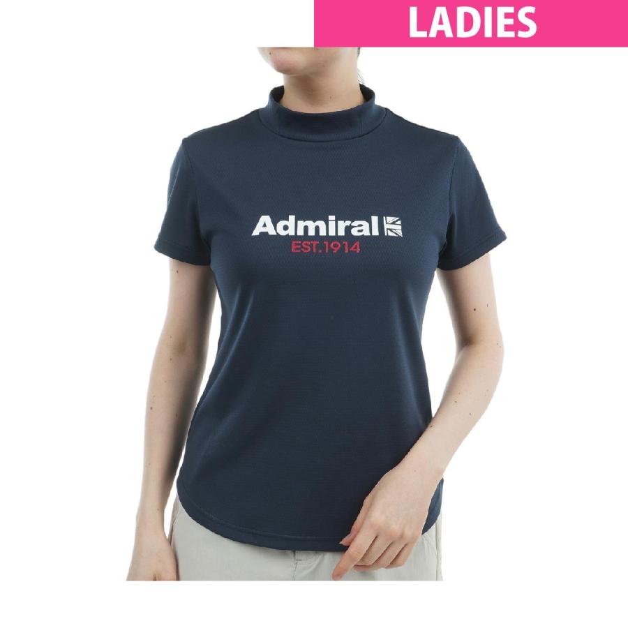 アドミラル　Admiral　カラタッチ ロゴプリント半袖モックシャツ　レディス Admiral（アドミラル） カラタッチ ロゴプリント半袖モックシャツ