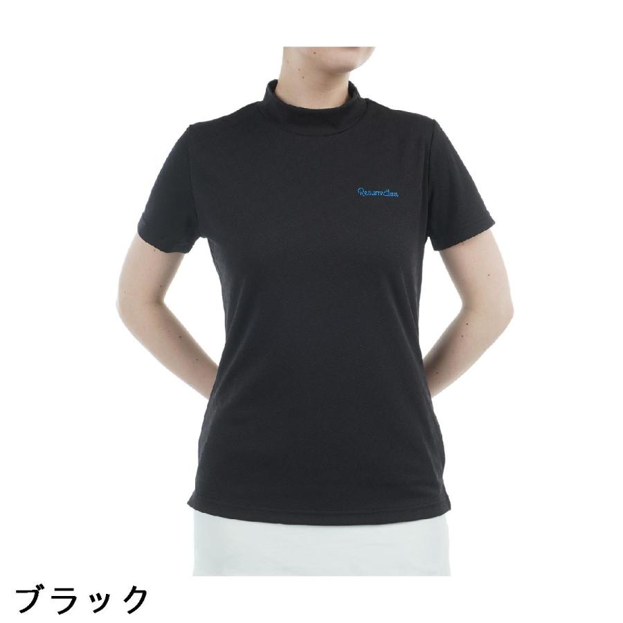 レザレクション ゴルフ モックネックシャツ　ブラック Mレディース レザレクション Resurrection GMジャカードモックネック半袖シャツ