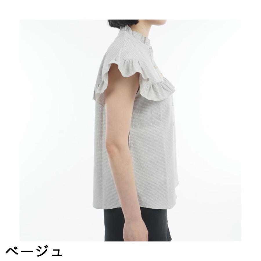 レザレクション　新品　Lサイズ ベージュ　フリルシャツ レザレクション Resurrection DOT AIR フリル半袖シャツ レディス