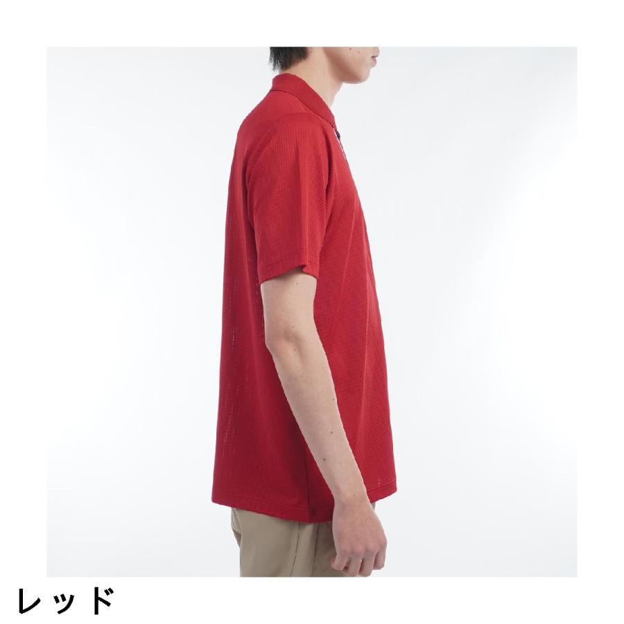 ゴルフィッカーズ　GDO限定 ストレッチ ハーフジップ・ワイド半袖ポロシャツ PING APPAREL】ストレッチ布帛/メッシュジャガード半袖ハーフ