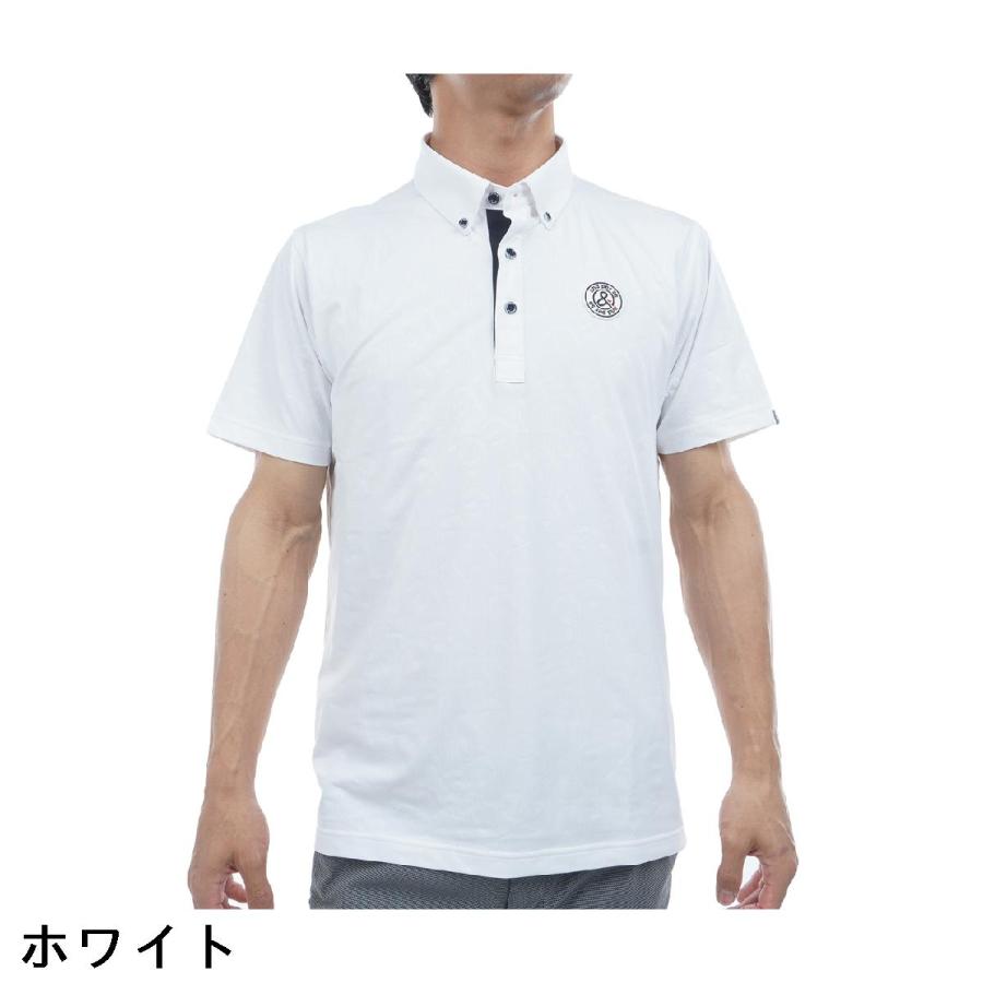 新品 未使用 アンパスィ ポロシャツ ストレッチ 総柄 ホワイト 速乾 XL and per se（アンパスィ） ストレッチ スイングドライ エンボス