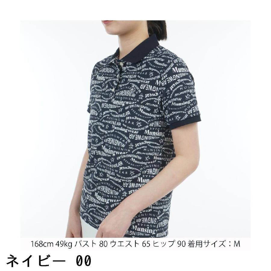 マンシングウェア Munsingwear SEASON COLLECTION SUNSCREEN ストレッチ マルチロゴ総柄プリント半袖ポロシャツ レディス_12