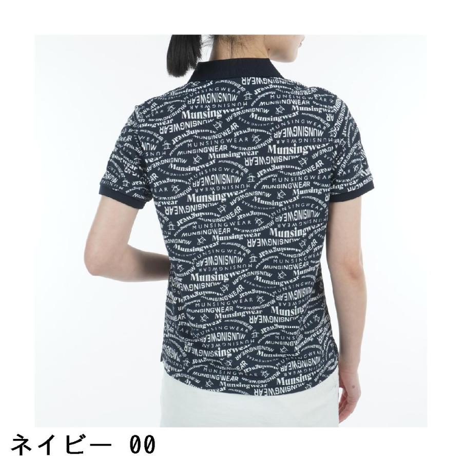 マンシングウェア Munsingwear SEASON COLLECTION SUNSCREEN ストレッチ マルチロゴ総柄プリント半袖ポロシャツ レディス_13