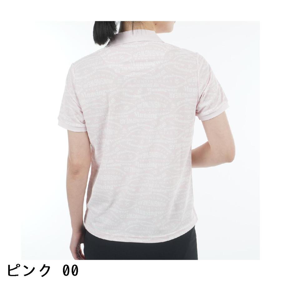 マンシングウェア Munsingwear SEASON COLLECTION SUNSCREEN ストレッチ マルチロゴ総柄プリント半袖ポロシャツ レディス_15
