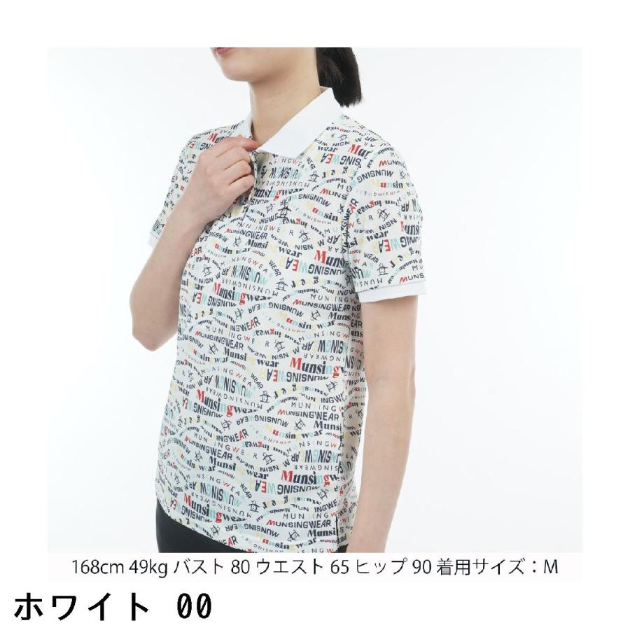 マンシングウェア Munsingwear SEASON COLLECTION SUNSCREEN ストレッチ マルチロゴ総柄プリント半袖ポロシャツ レディス_16