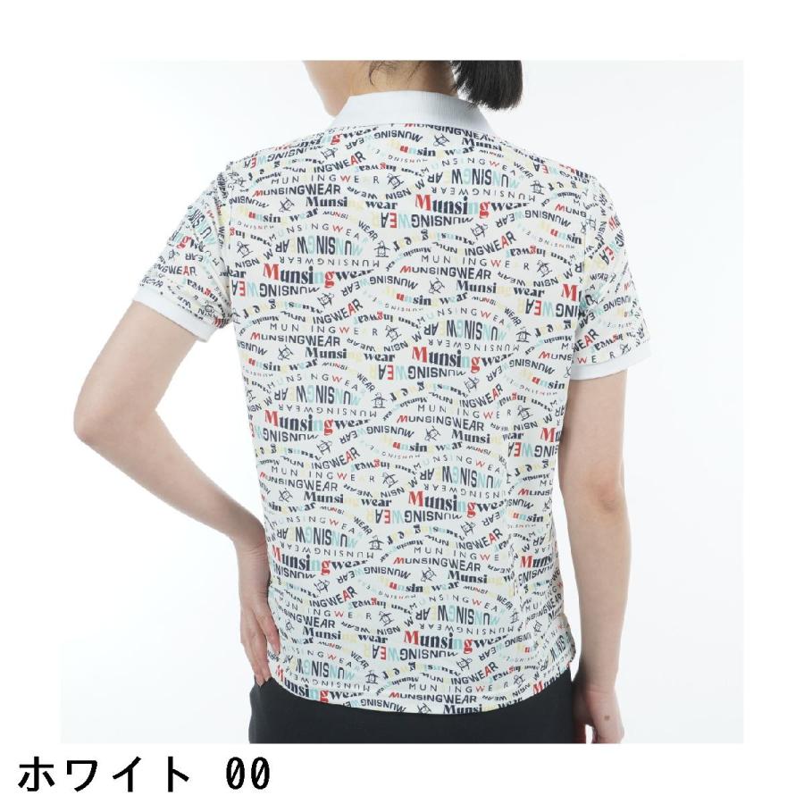 マンシングウェア Munsingwear SEASON COLLECTION SUNSCREEN ストレッチ マルチロゴ総柄プリント半袖ポロシャツ レディス_17