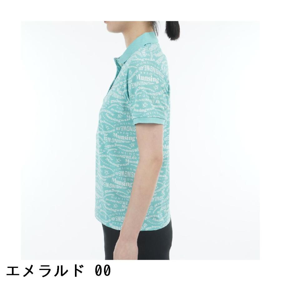 マンシングウェア Munsingwear SEASON COLLECTION SUNSCREEN ストレッチ マルチロゴ総柄プリント半袖ポロシャツ レディス_6