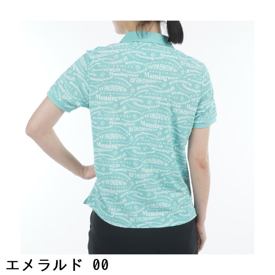マンシングウェア Munsingwear SEASON COLLECTION SUNSCREEN ストレッチ マルチロゴ総柄プリント半袖ポロシャツ レディス_7