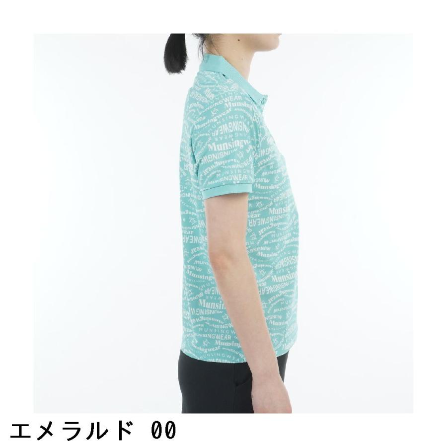 マンシングウェア Munsingwear SEASON COLLECTION SUNSCREEN ストレッチ マルチロゴ総柄プリント半袖ポロシャツ レディス_8